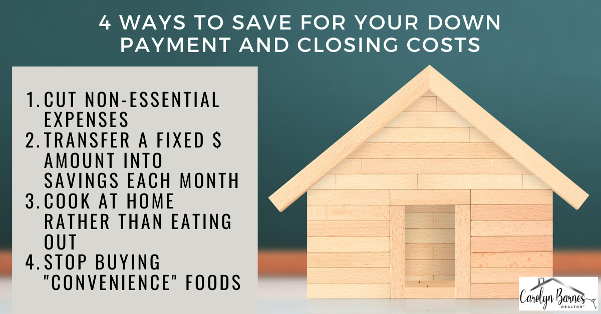 Down Payment; Smart Money; HOW CAN I SAVE FOR MY DOWN PAYMENT?; Saving Tips; Realtor Carolyn Barnes
